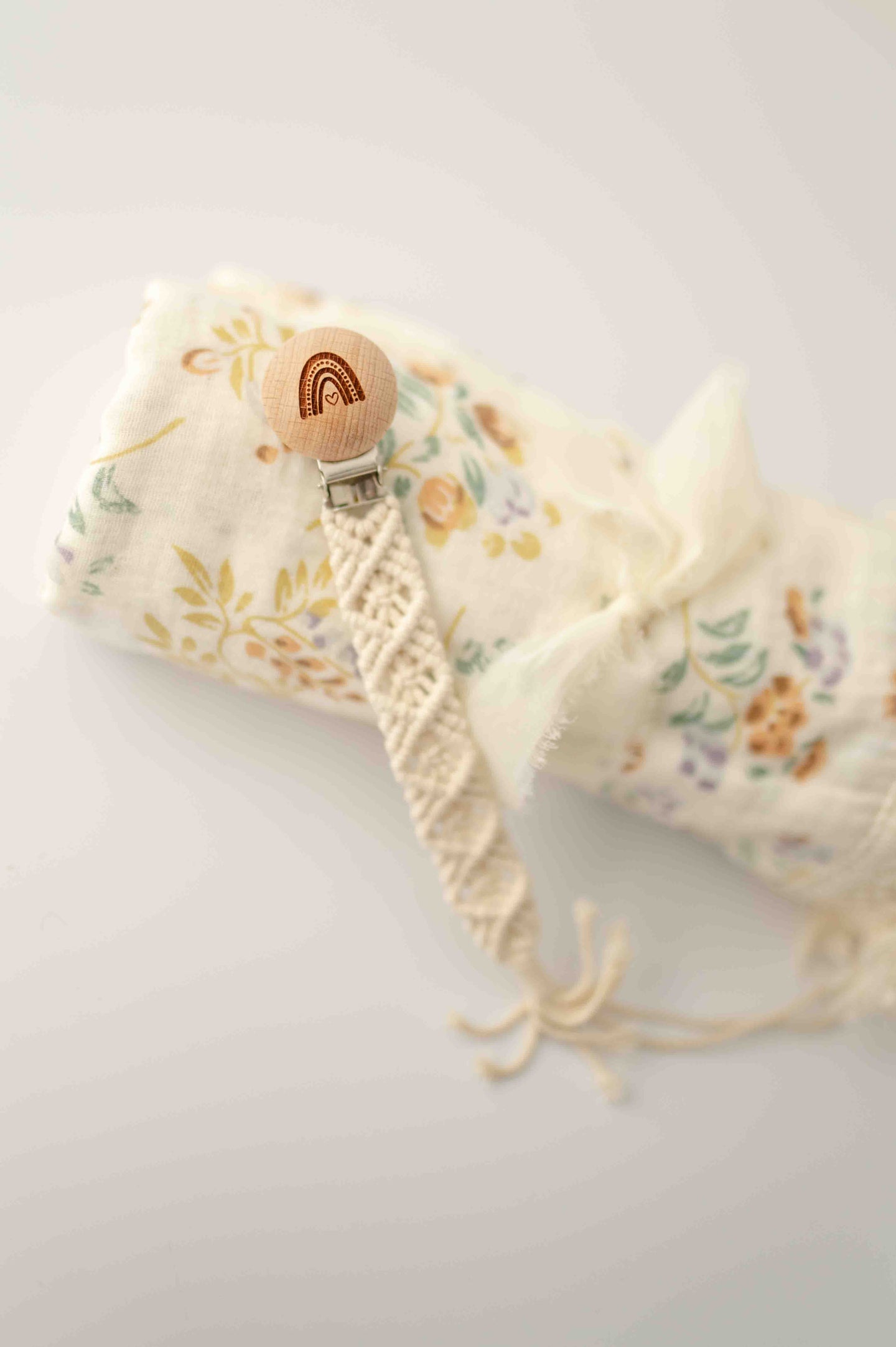 Rainbow Macrame Pacifier Clips